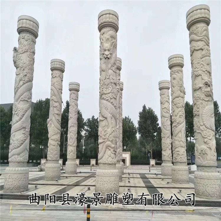 红河汉白玉大理石柱子汉白玉祥云石柱子包设计包安装