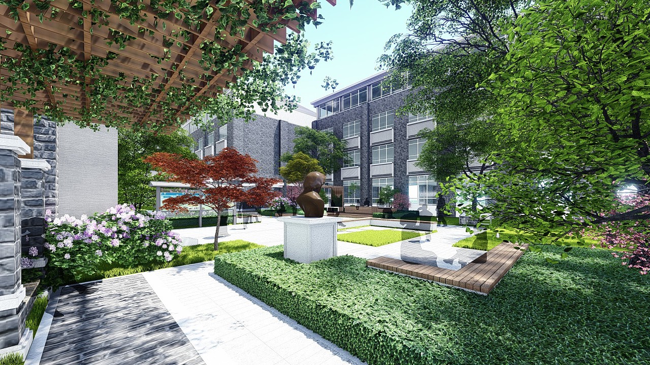 校园内庭景观的Lumion艺术表现 以梁西凹原创作品为例